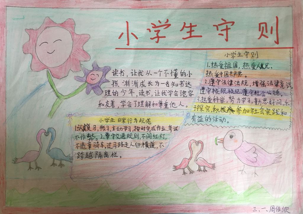 学习小学生守则手抄报图片 学习小学生守则手抄报图片