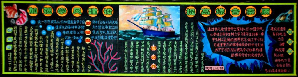 西铁院开展《加强学风建设 提高综合素质》黑板报创作活动