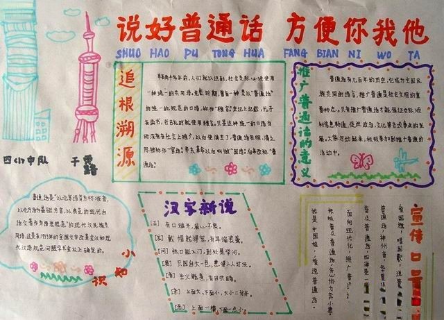 推普手抄报设计：说好普通话 方便你我他