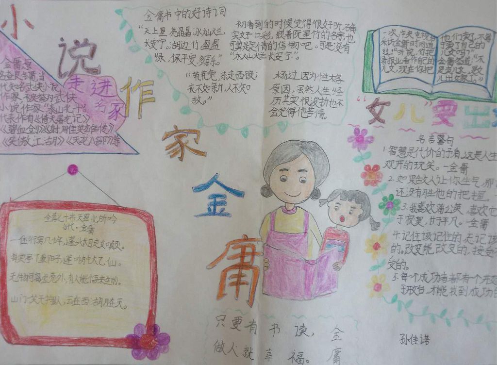 小说作家金庸手抄报