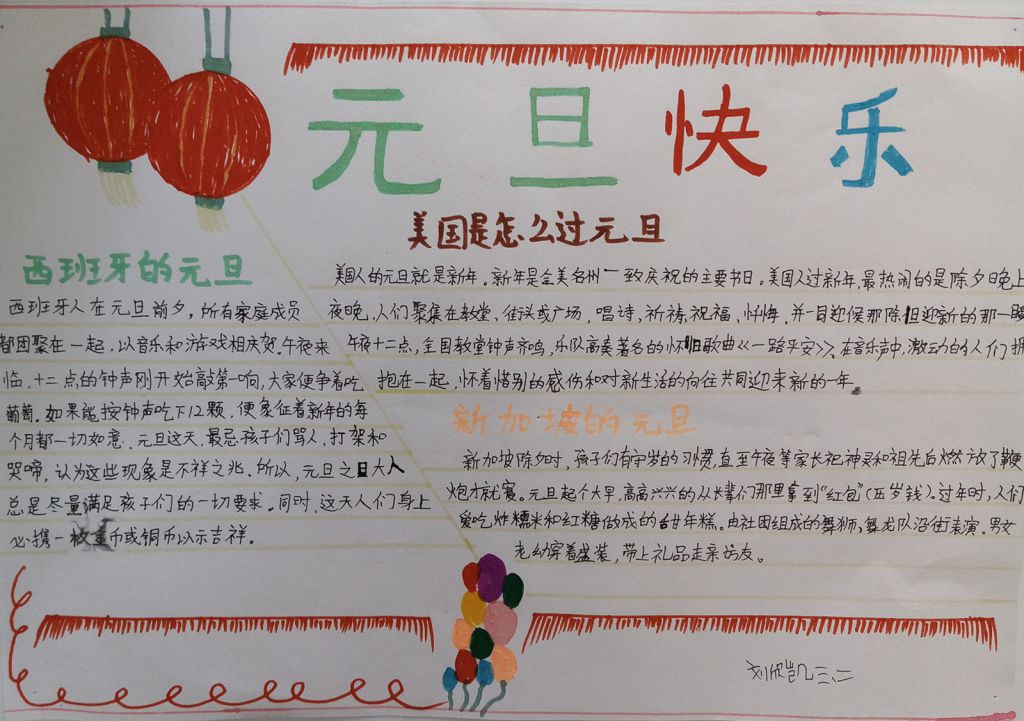 2022元旦节手抄报图片