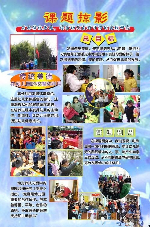课题《发扬传统美德，培养幼儿良好习惯的实践研究》宣传展板