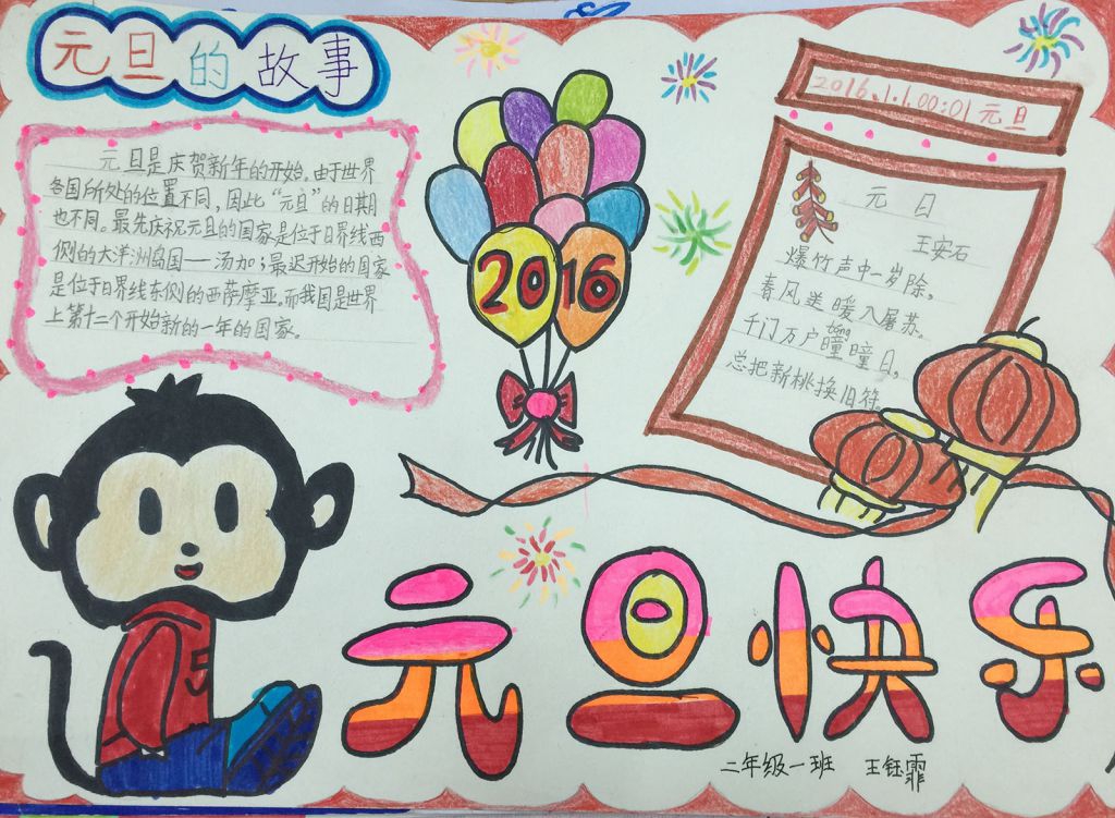 庆元旦，迎新年手抄报图片展