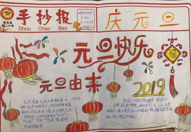 庆元旦迎新春手抄报图片大全，2022元旦来了