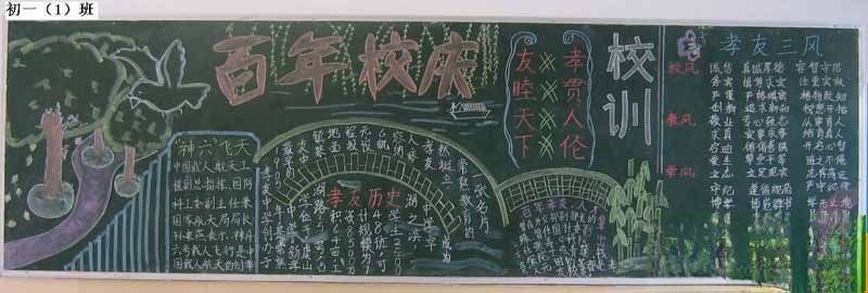初一1班百年校庆黑板报图片