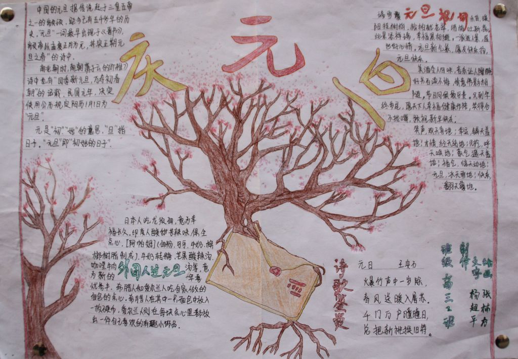 元旦跨越梦想手抄报图片