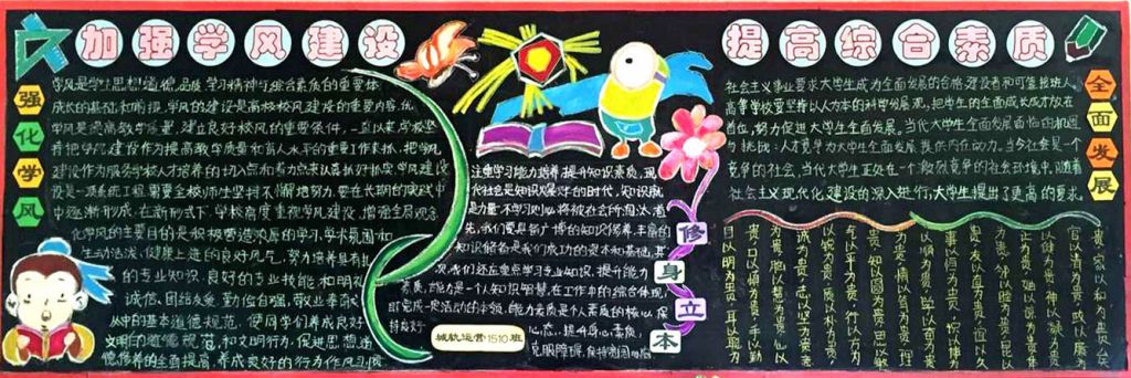 西铁院开展《加强学风建设 提高综合素质》黑板报创作活动