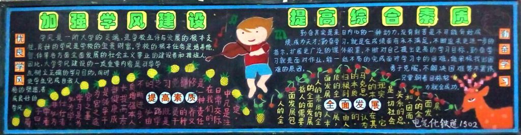 西铁院开展《加强学风建设 提高综合素质》黑板报创作活动