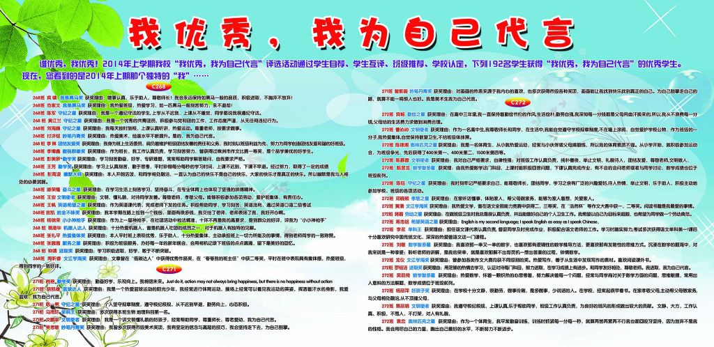 我优秀我为自己代言板报