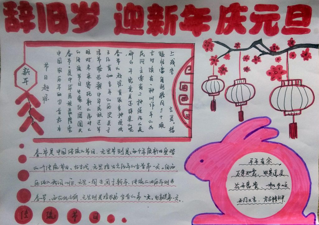 2022迎新年手抄报，辞旧岁迎新年庆元旦