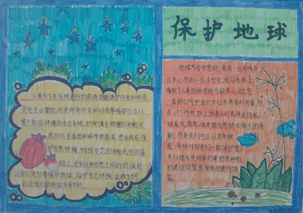 加油，让我们一起保护地球手抄报
