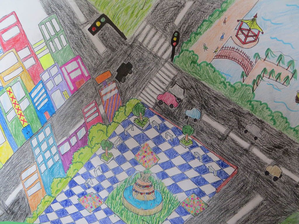城市新风貌绘画图片