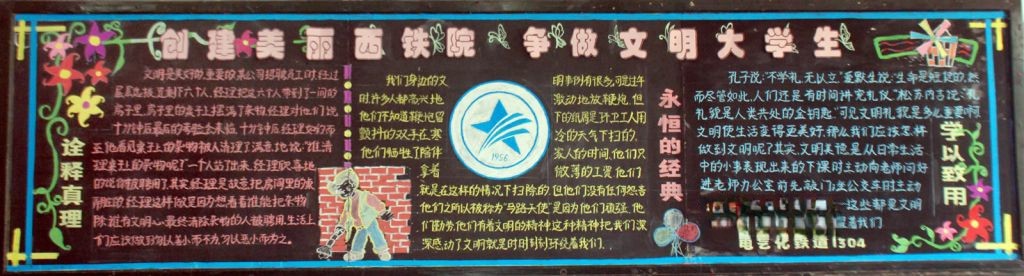 创建美丽西铁院  争做文明大学生黑板报