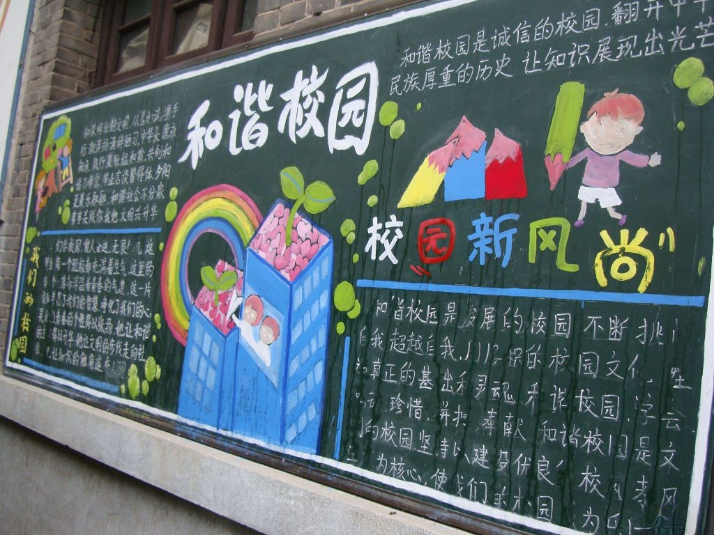 中学和谐校园主题黑板报-校园新风尚