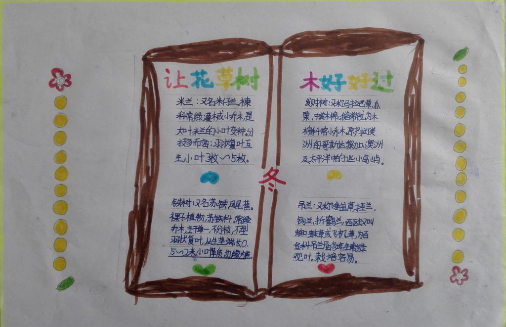 让花草树木好过冬手抄报图片