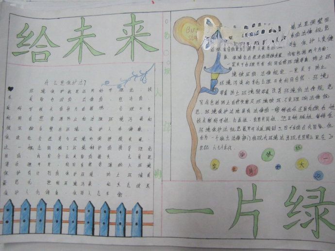 给未来一片绿手抄报作品