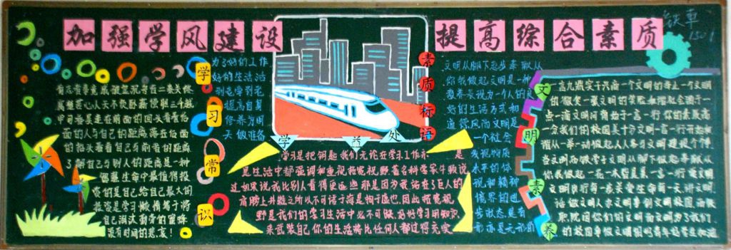 西铁院开展《加强学风建设 提高综合素质》黑板报创作活动