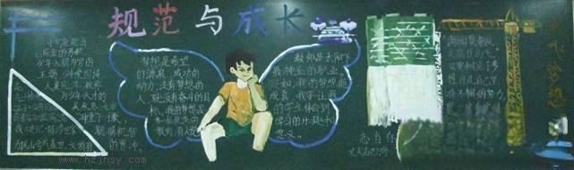初一“规范与成长”主题黑板报作品