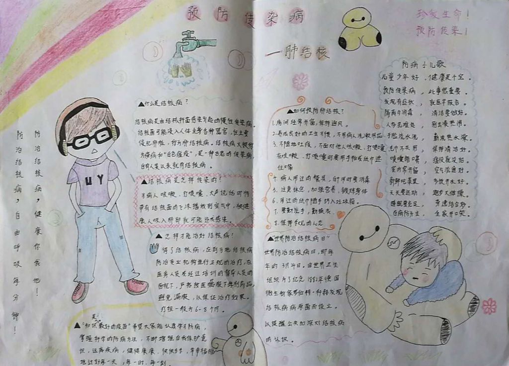 小学生教师节国庆节食品安全预防肺结核手抄报