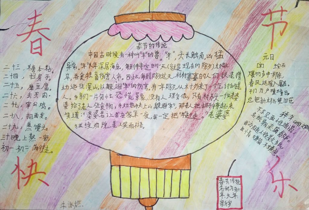 欢乐过春节闹元宵手抄报
