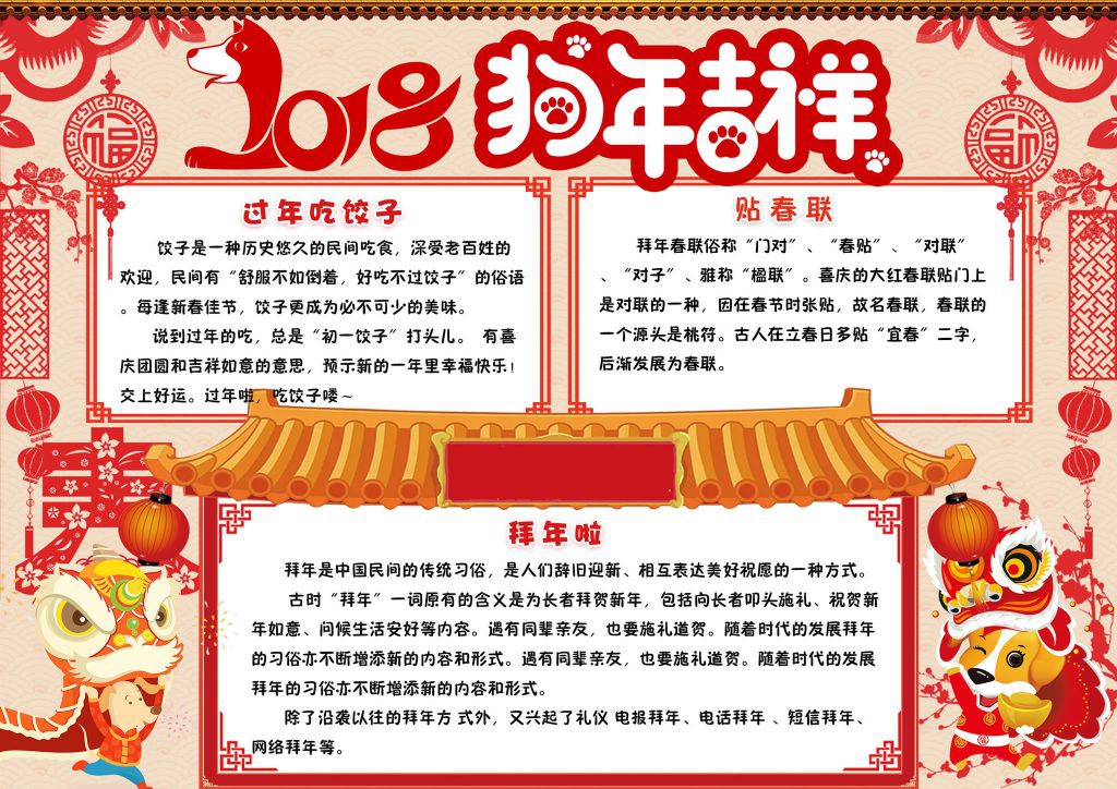 2022狗年吉祥手抄报