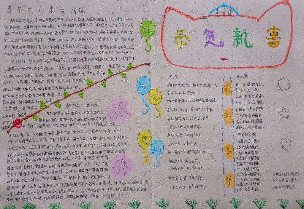 快乐鸡年春节手抄报简单又漂亮