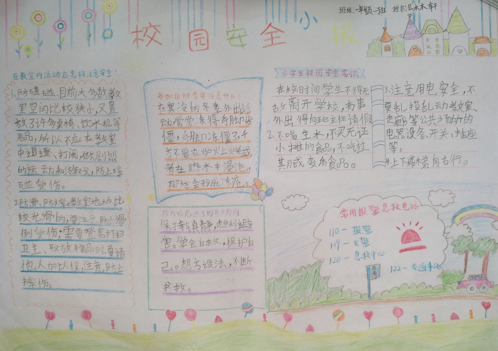 校园反恐防暴手抄报