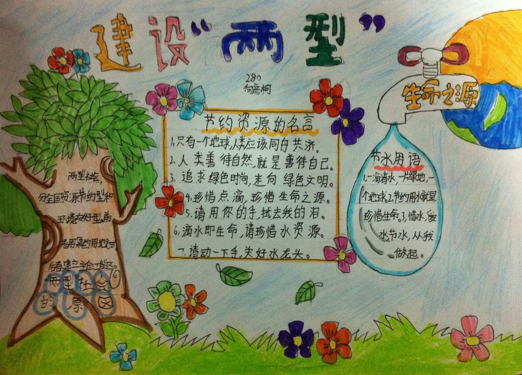 建设两型社会从我做起手抄报