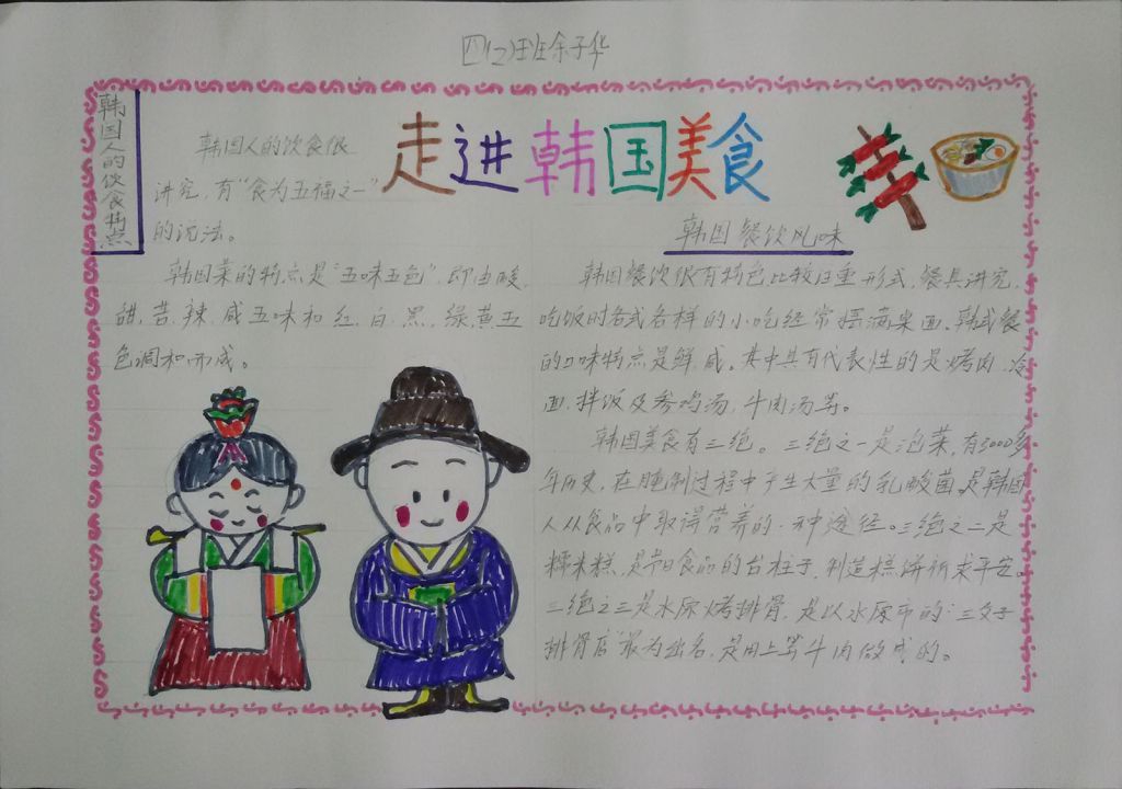 走进韩国美食手抄报