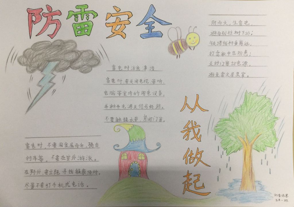 防雷避电安全手抄报图片