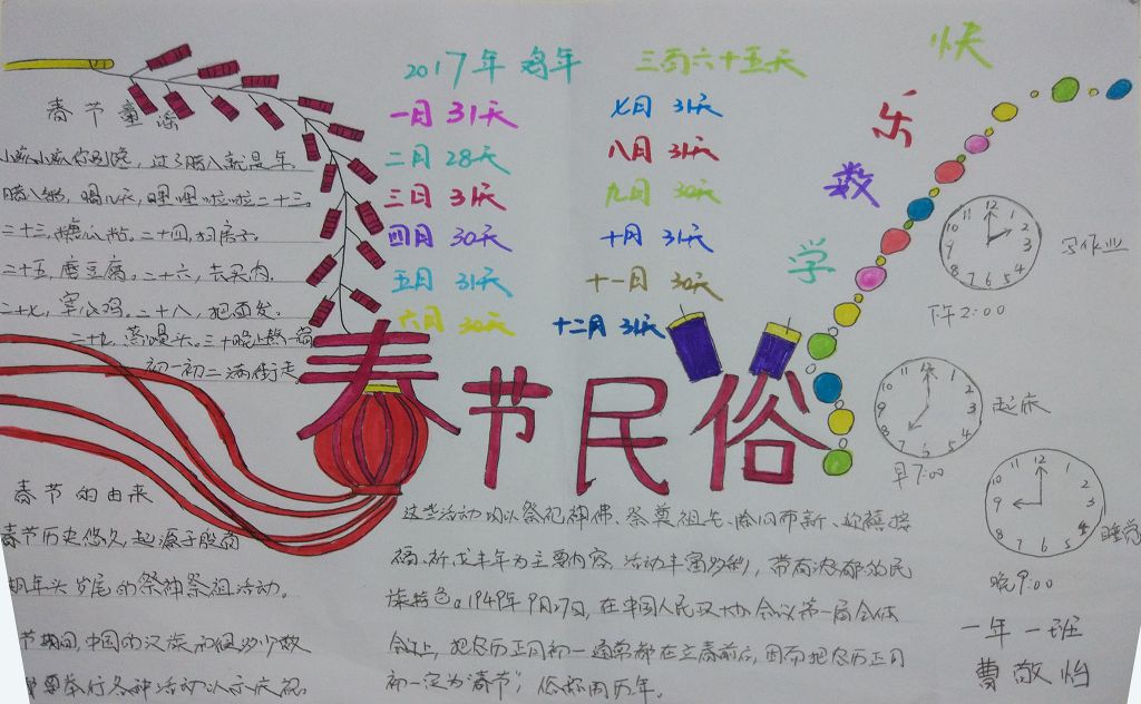 2022寒假鸡年春节手抄报