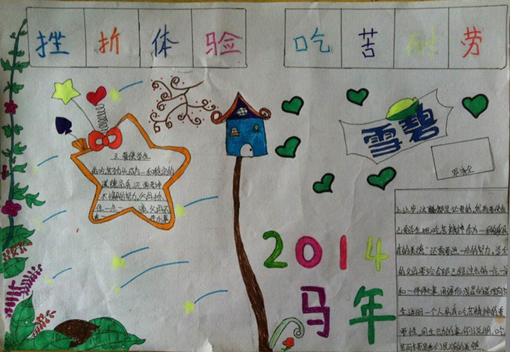 挫折体验，吃苦耐劳手抄报图片