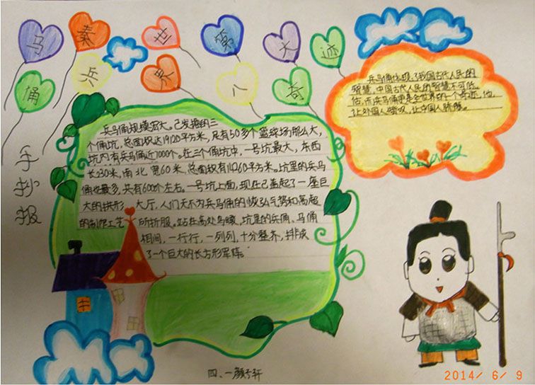 秦始皇兵马俑手抄报 秦始皇兵马俑手抄报