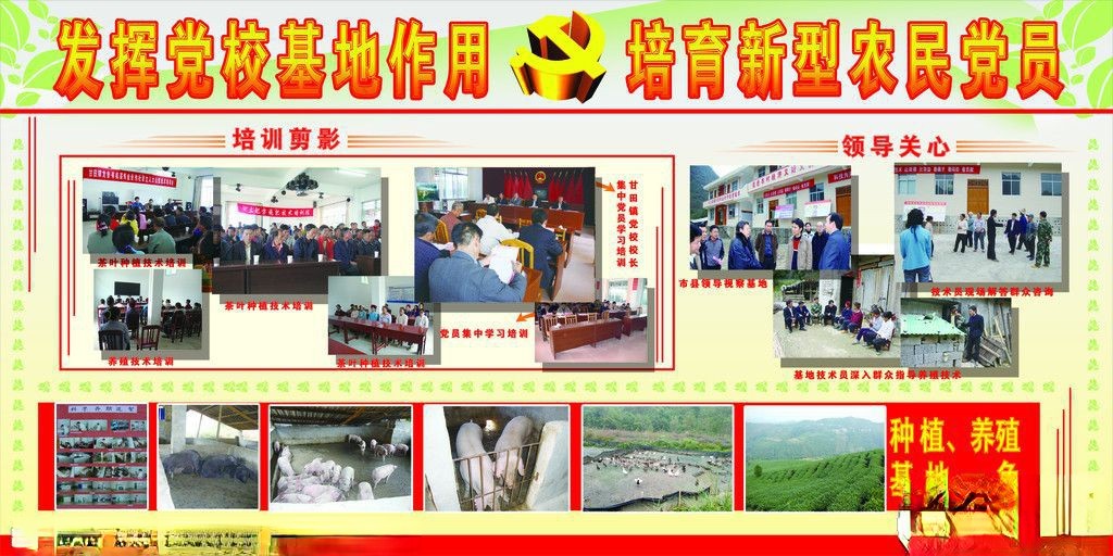 发挥党校基地作用 培育新型农民党员主体板报