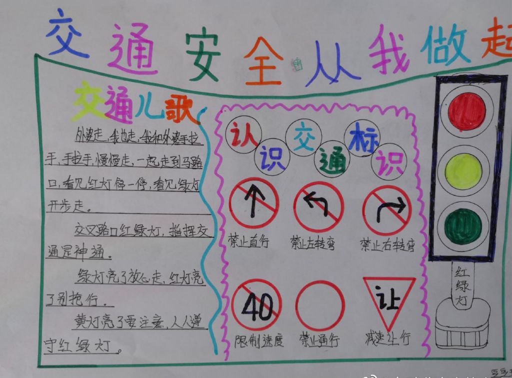 敬畏生命遵守规则手抄报，交通安全从我做起