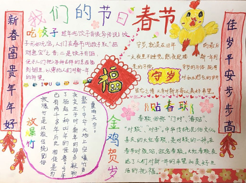金鸡贺岁手抄报图片