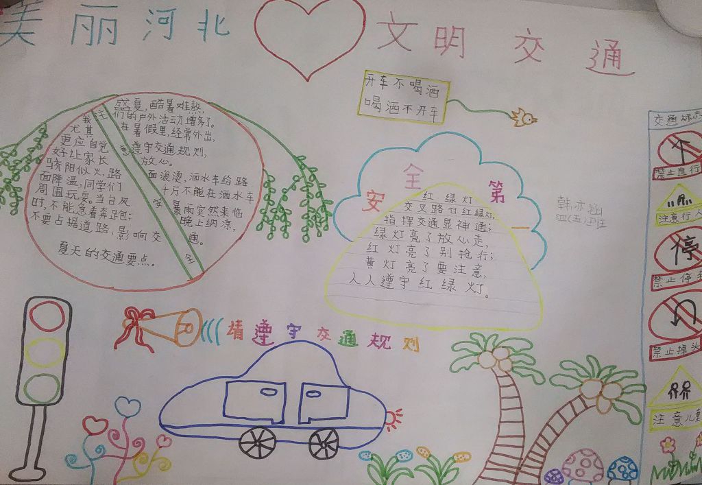 美丽河北文明交通手抄报