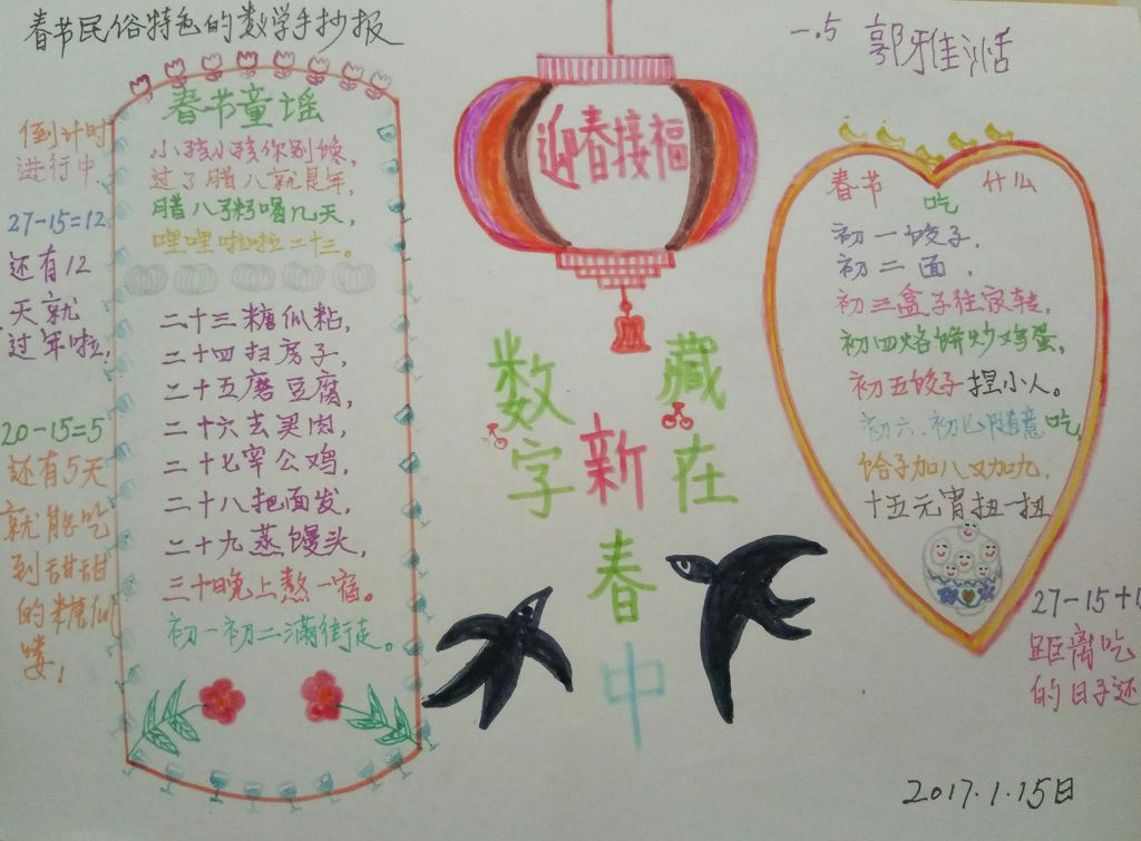 春节民俗特色数学手抄报