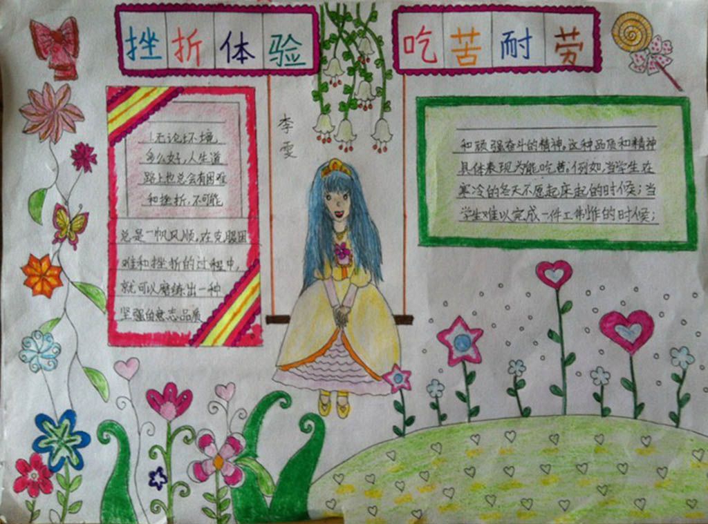 挫折体验，吃苦耐劳手抄报图片