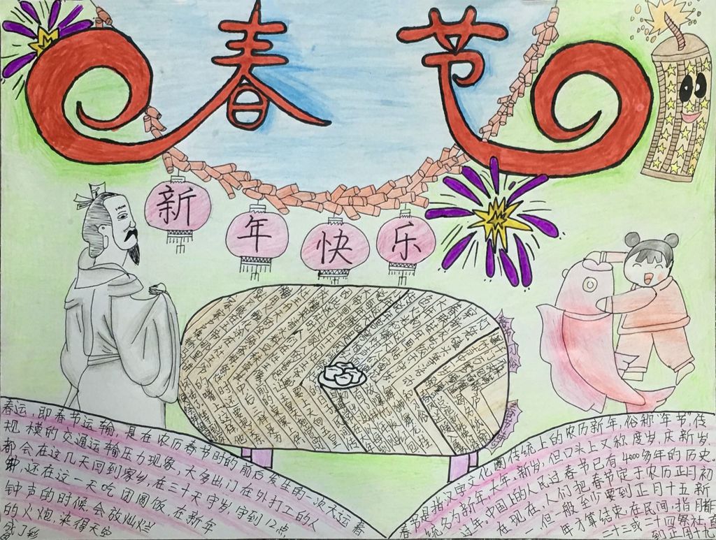 春节新年快乐手抄报