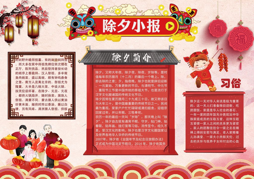 除夕夜电子手抄小报