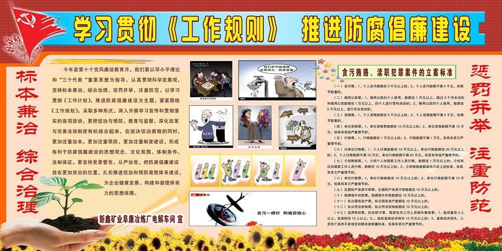 【组图】八张企业学习贯彻《工作规划》，推进反腐倡廉建设主题展板设计
