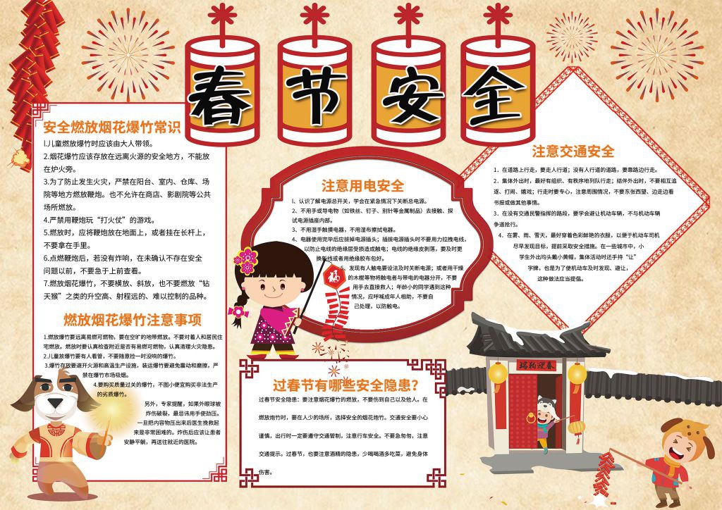 春节安全手抄报图片（电子版）