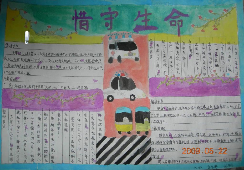 惜守生命手抄报设计图 惜守生命手抄报设计图