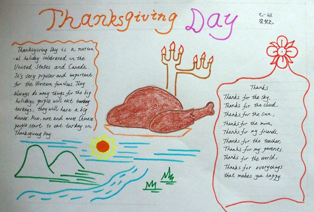 Thanksgiving Day（感恩节）英语手抄报