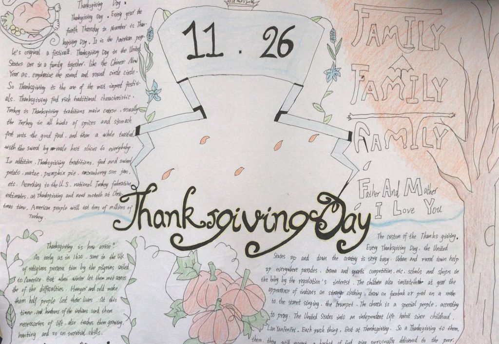 感恩节（Thanks giving day）英语手抄报