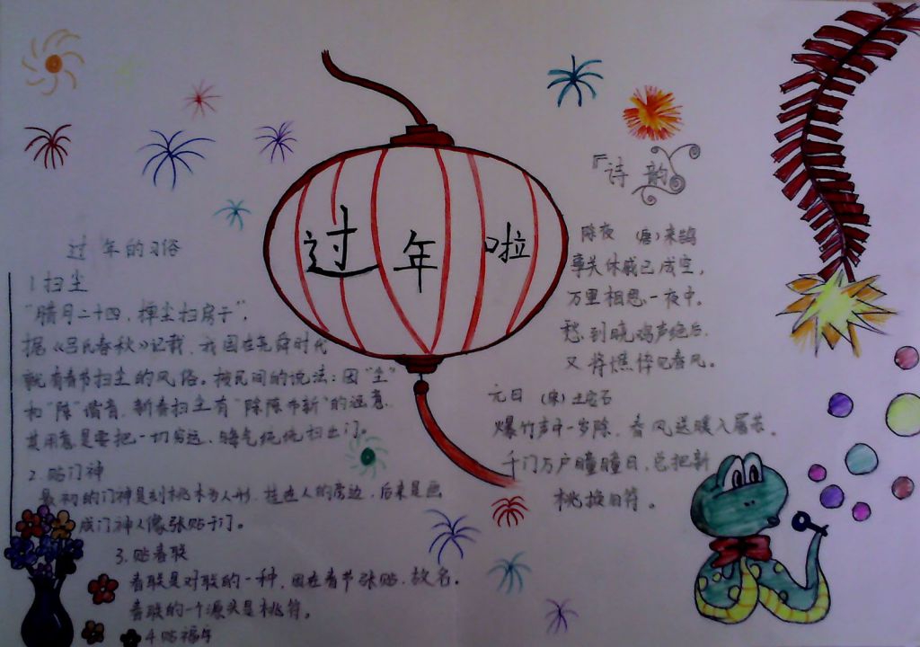 低碳幸福过大年手抄报