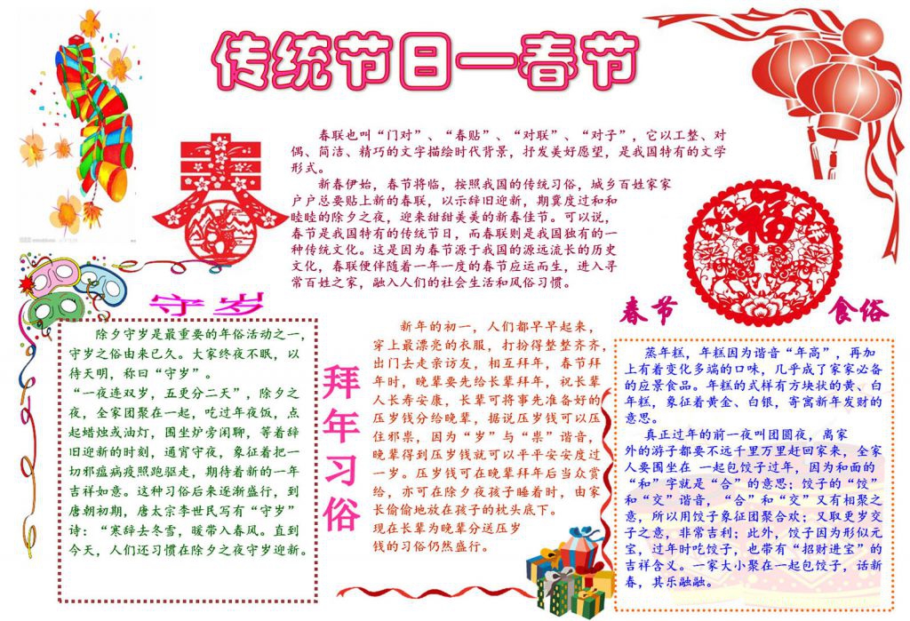 传统节日春节电子手抄报