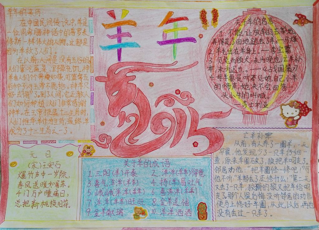 2022羊年大吉手抄报图片