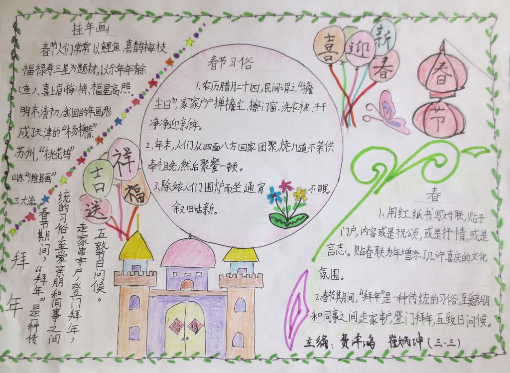 春节为主题的手抄报作品展 春节为主题的手抄报作品展